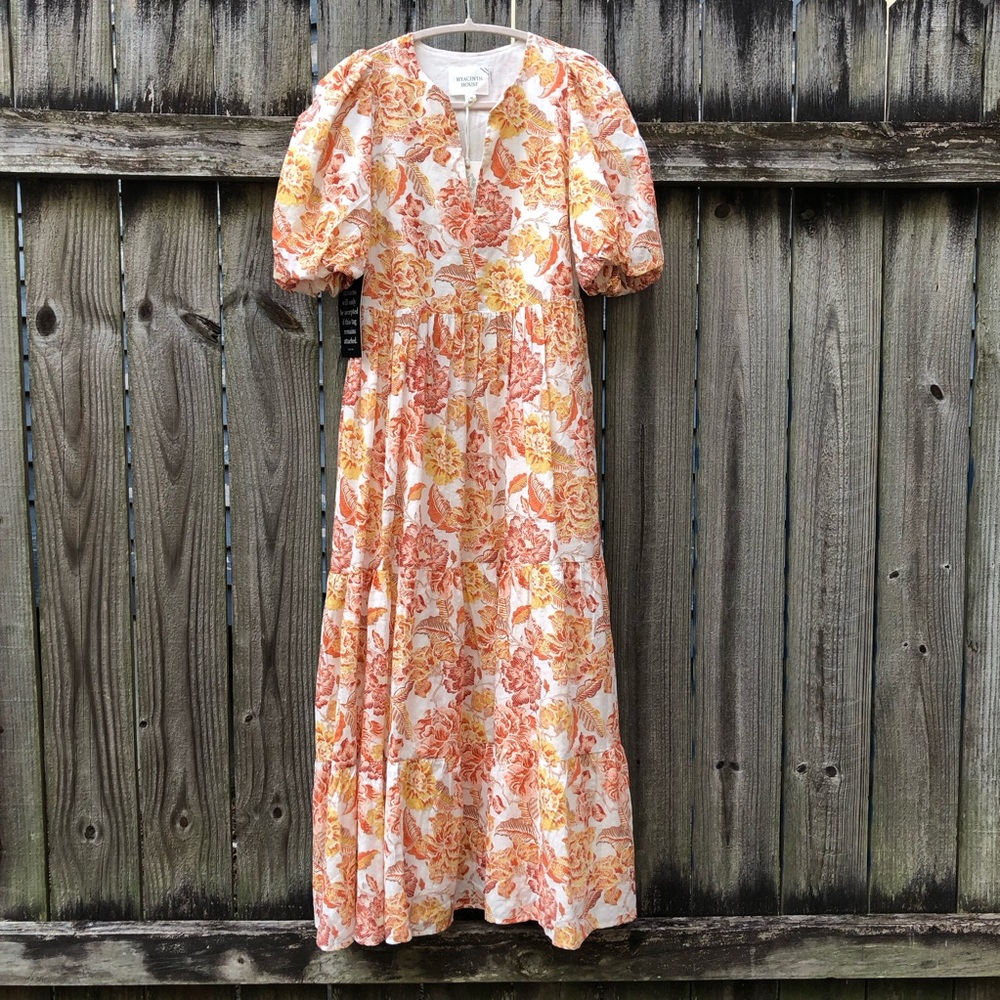 Tuckernuck Hyacinth House NWT Cisco Maxi Dress Saffron Floral Size XS